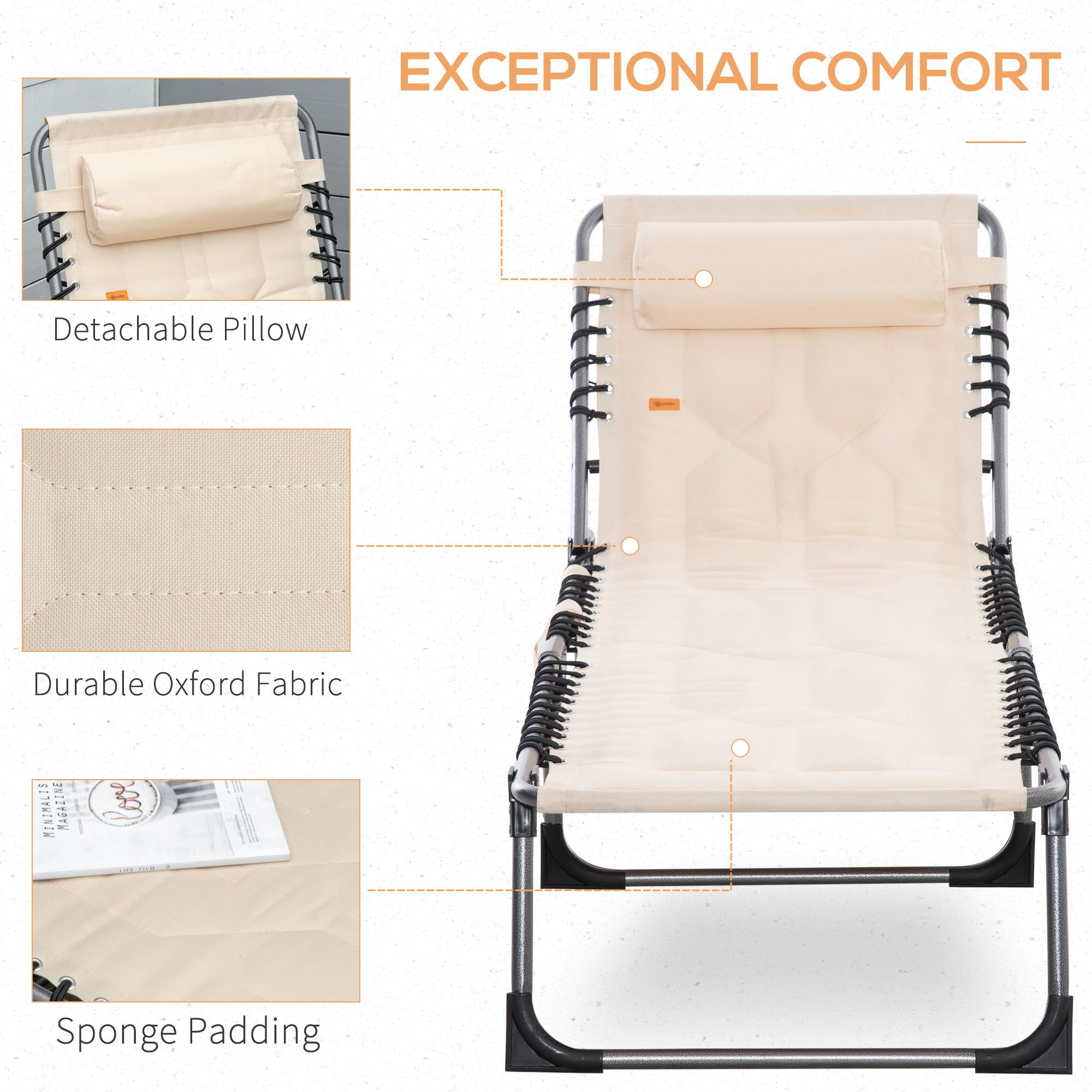 Outsunny - Padded Folding Chaise Lounge Chair