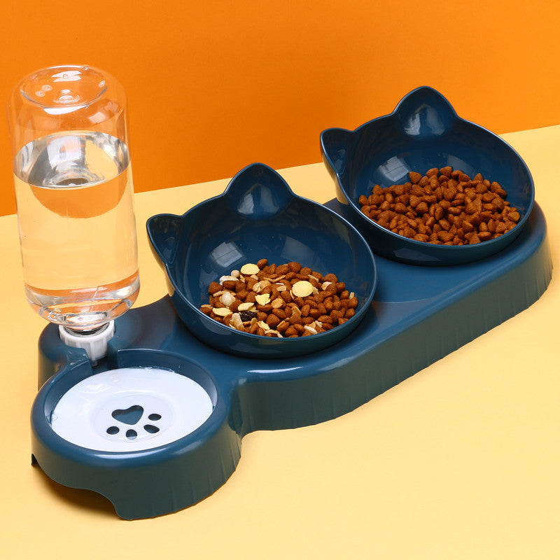 3-in-1 Pet Feeding Station with Auto Water Bowl