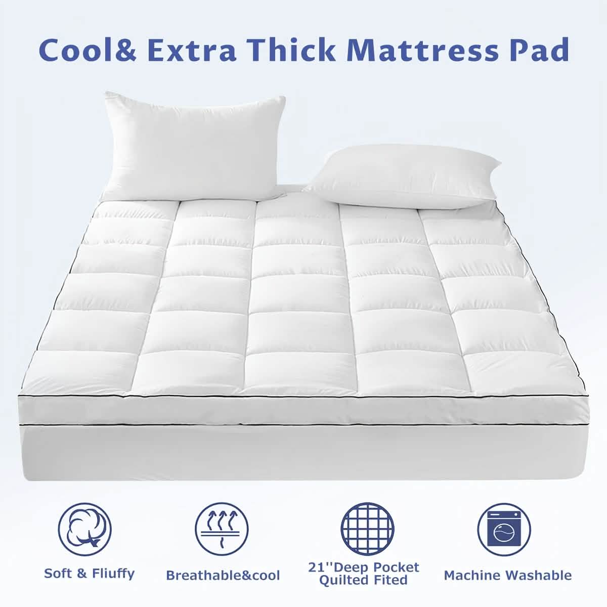 Extra Thick Mattress Topper – Soft, Cooling & Breathable