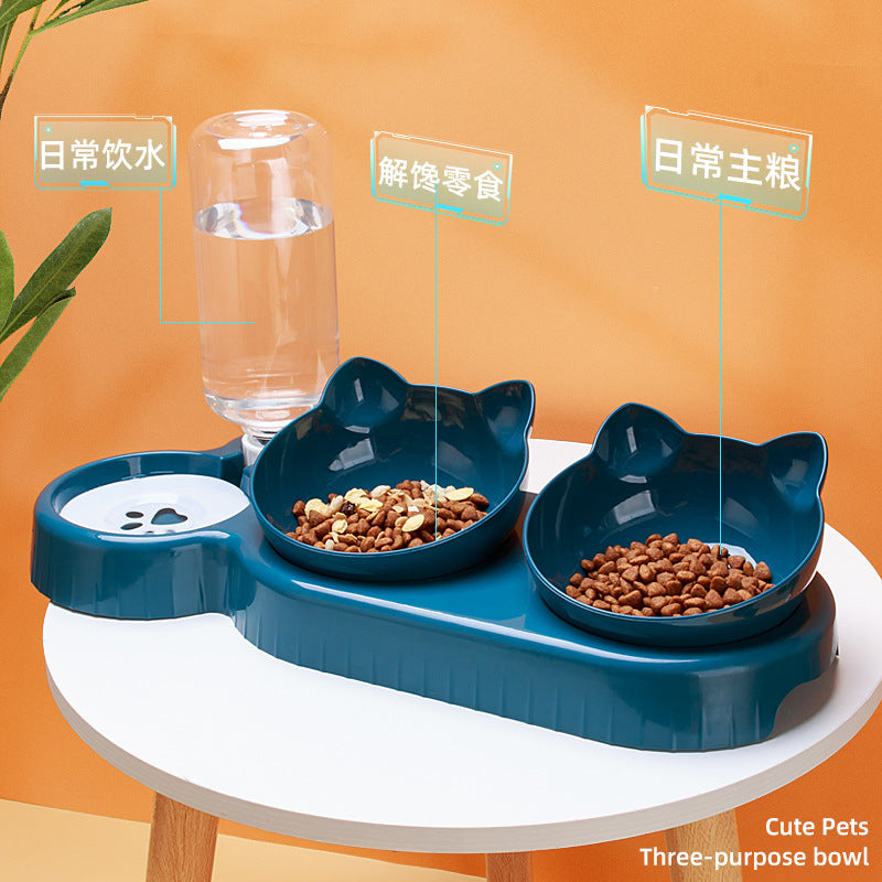 3-in-1 Pet Feeding Station with Auto Water Bowl