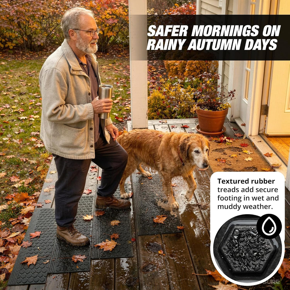 Thunder Grip Heavy-Duty Rubber Stair Treads for Outdoor