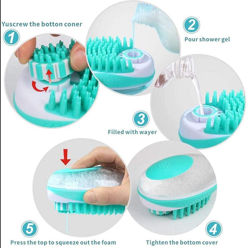 Pet Dog Cat Bath Brush 2-in-1 Pet  Massage Comb