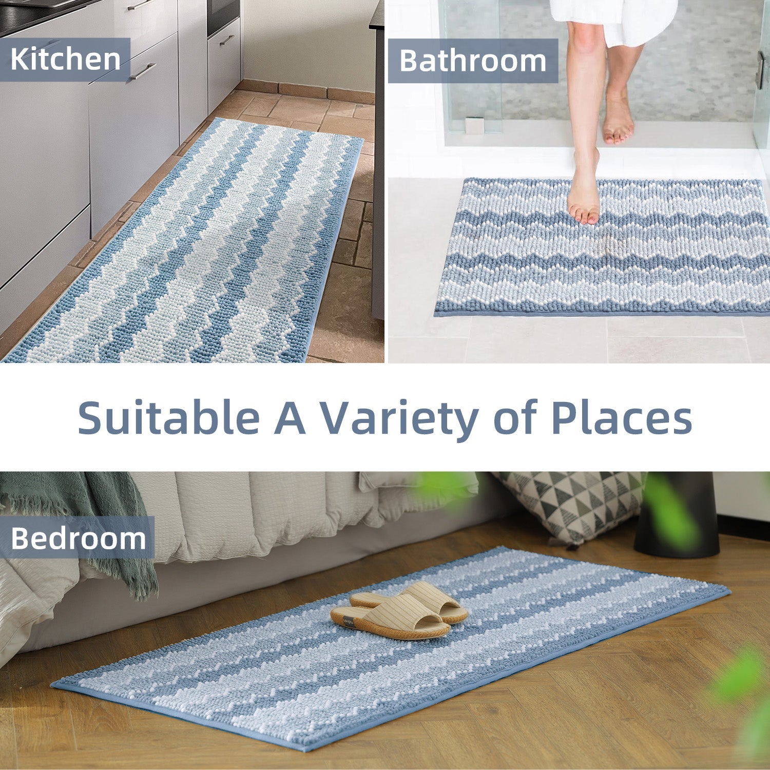 Kasentex Soft Absorbent Durable Non-Slip Bathroom Rug