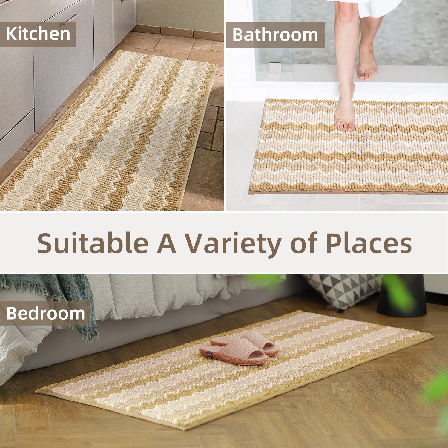Kasentex Soft Absorbent Durable Non-Slip Bathroom Rug