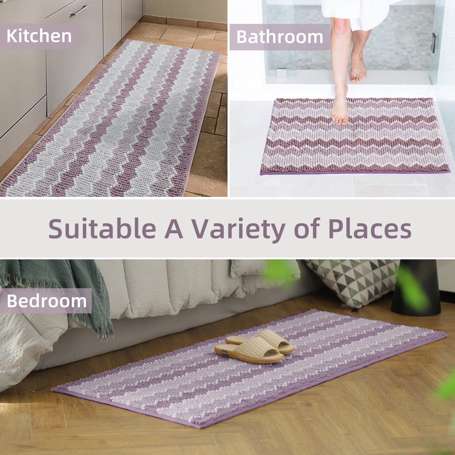 Kasentex Soft Absorbent Durable Non-Slip Bathroom Rug