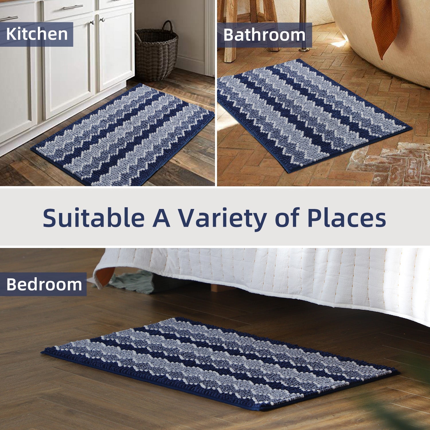 Kasentex Soft Absorbent Durable Non-Slip Bathroom Rug