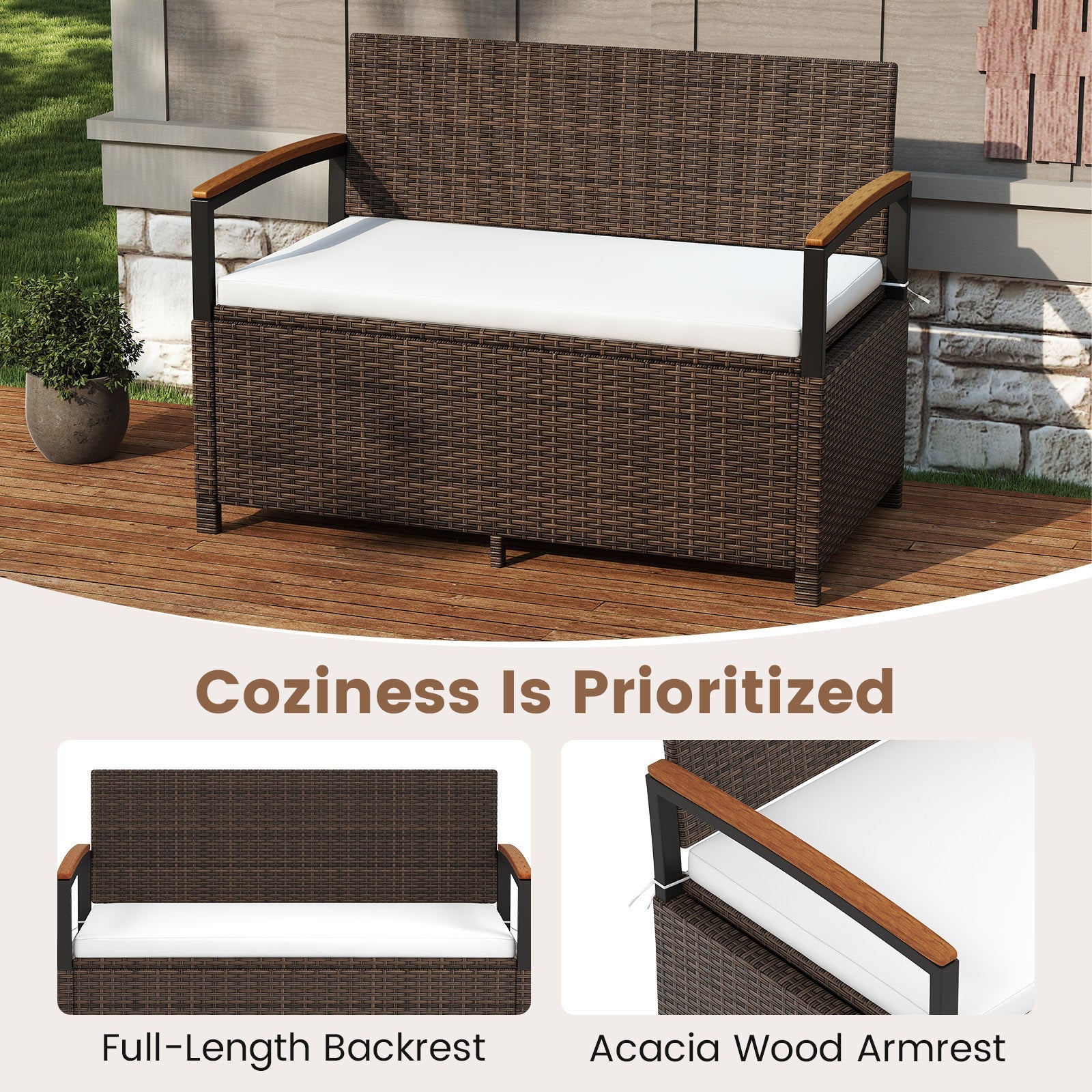 Outdoor Storage Bench Deck Box Patio Furniture