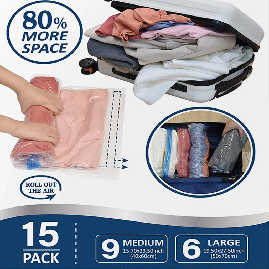 Roll Up Travel Space Saver Storage Bags