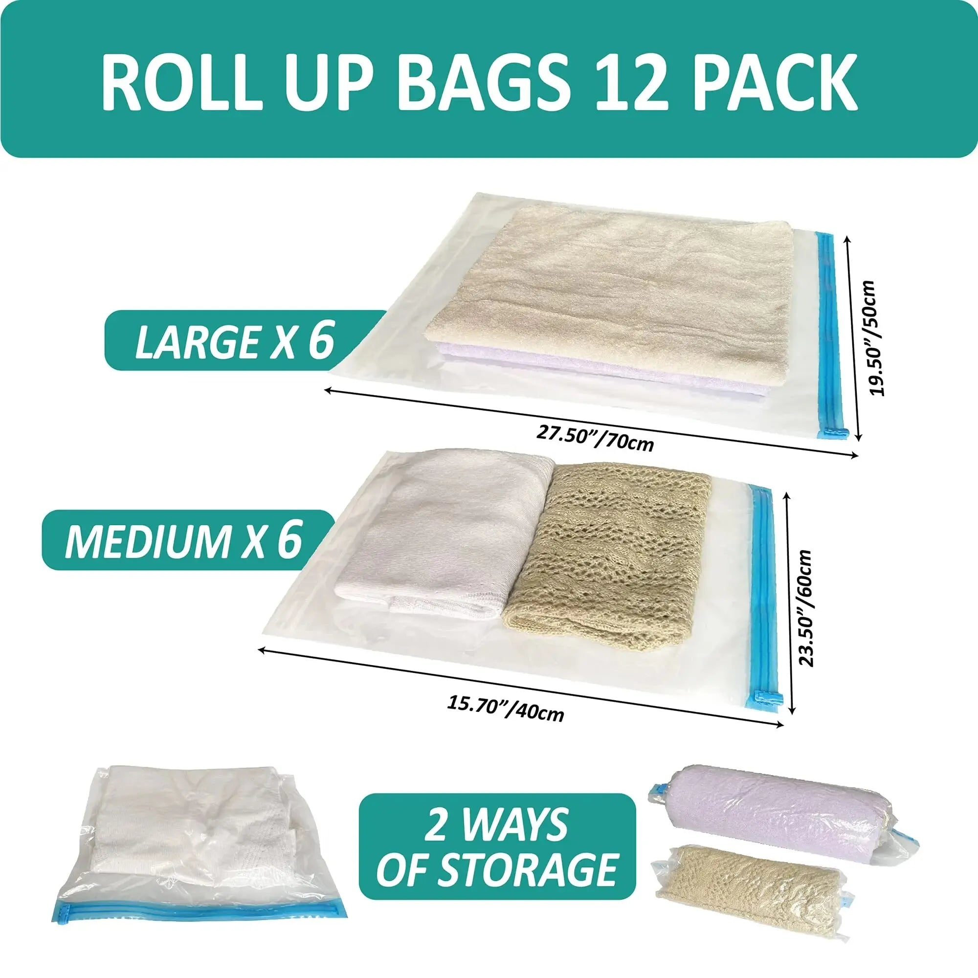 Roll Up Travel Space Saver Storage Bags
