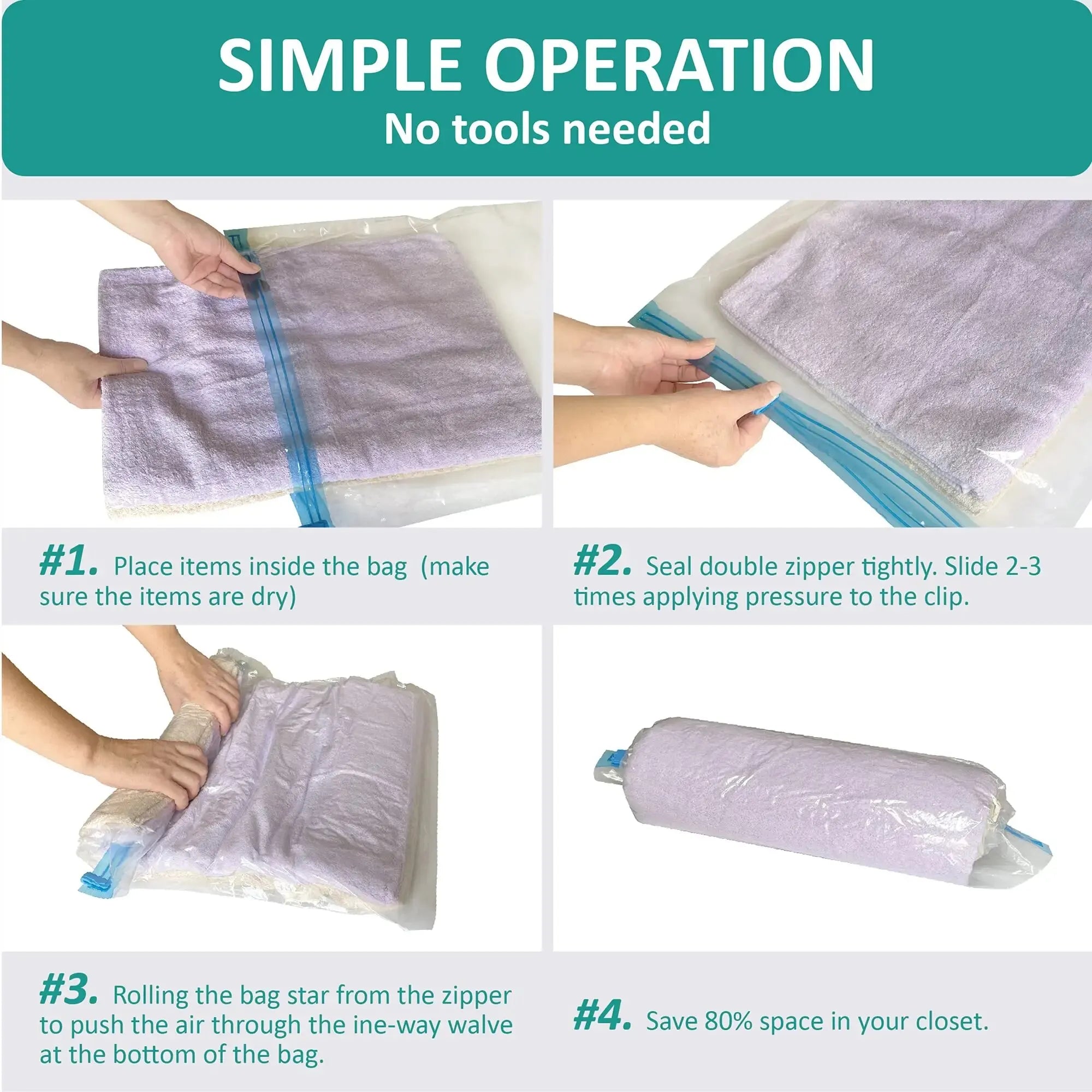 Roll Up Travel Space Saver Storage Bags