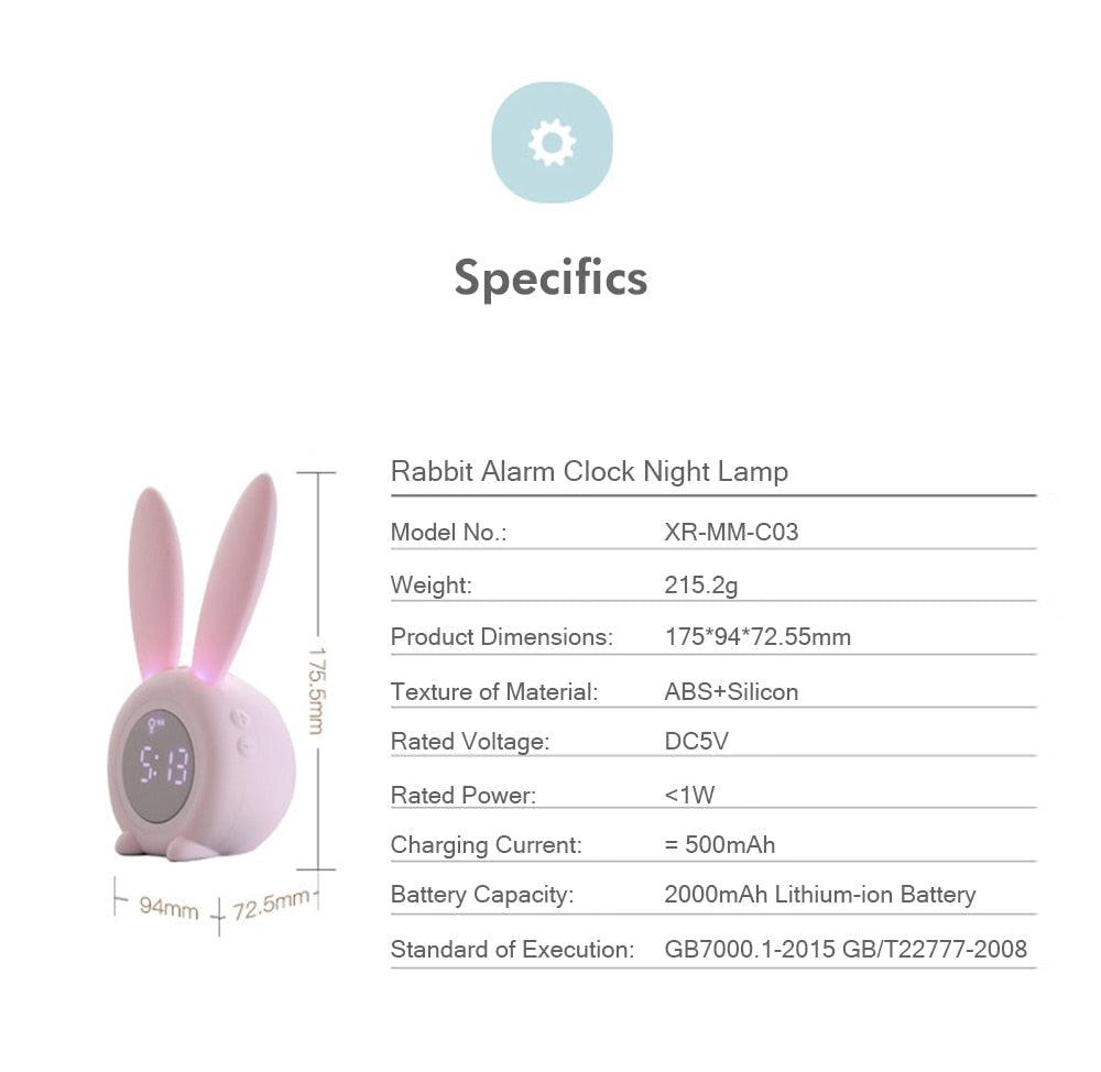 Cute Bunny Ear LED Digital Alarm Clock