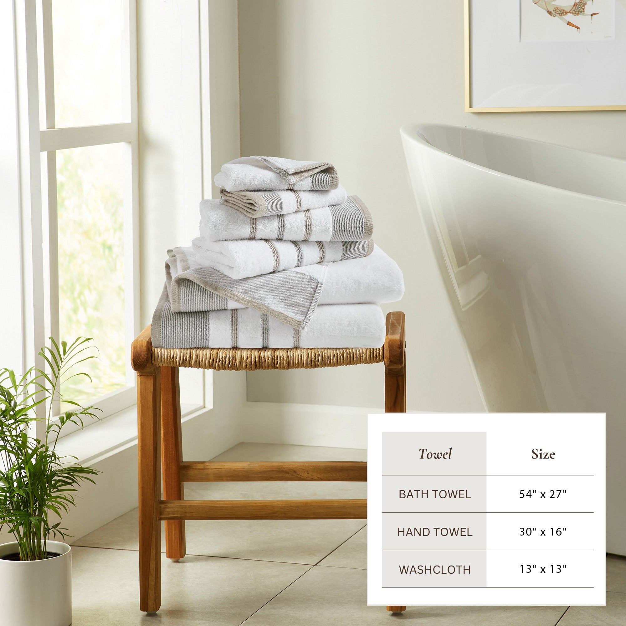 Decorative Cotton Stripe Bath Towel Set