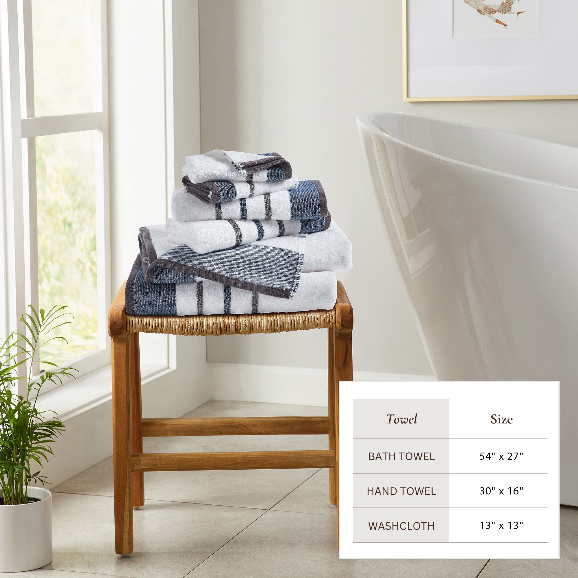 Decorative Cotton Stripe Bath Towel Set