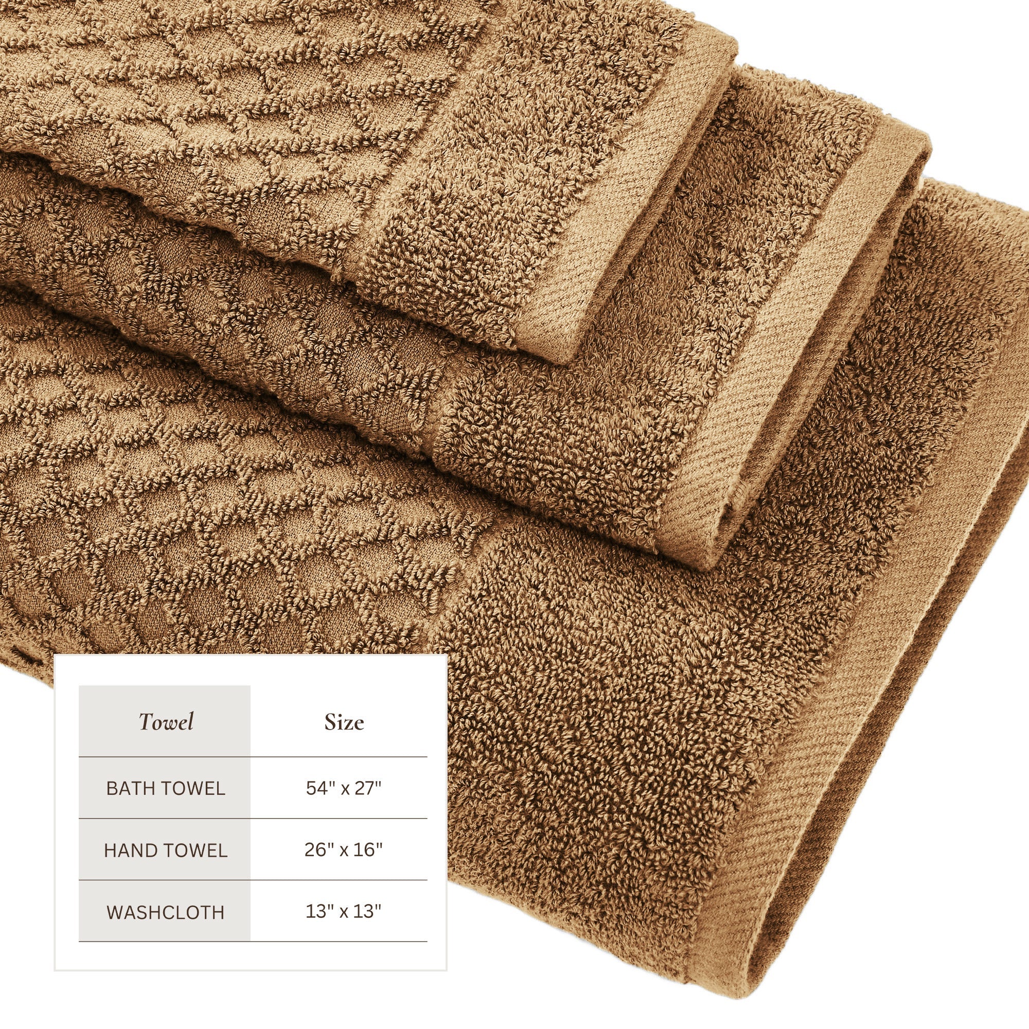 Cotton Diamond Waffle Weave Bath Towel Set