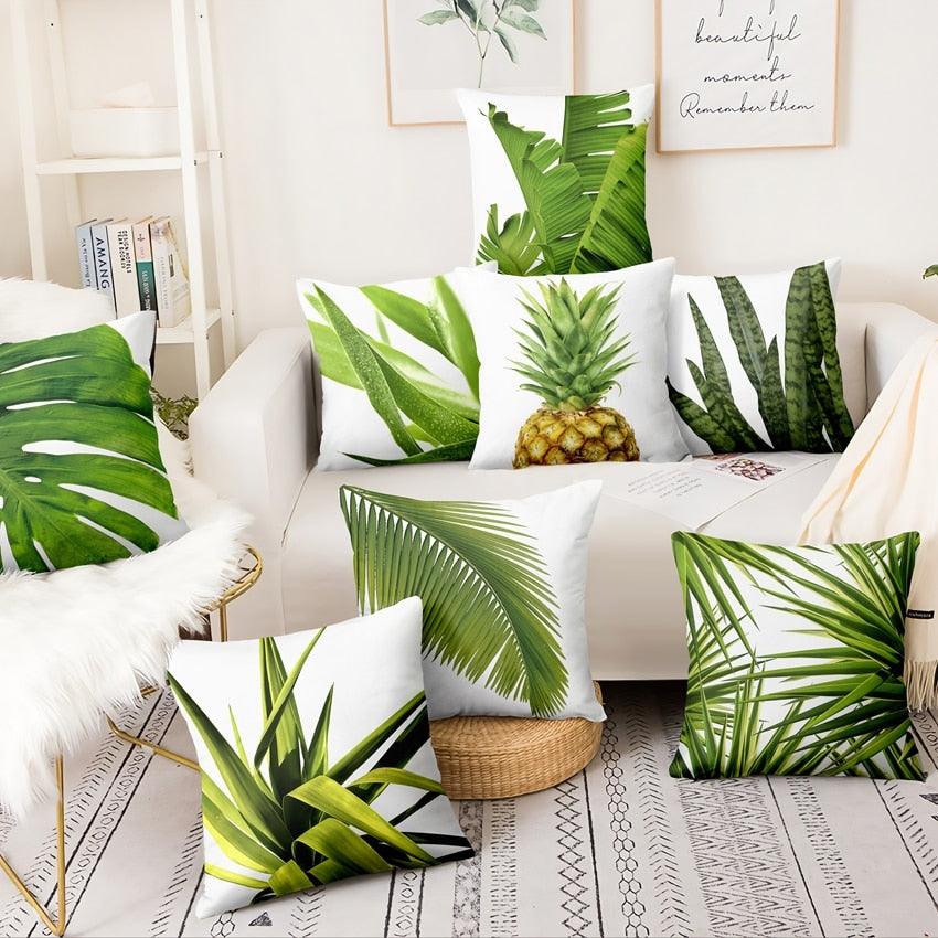 Fresh Green Leaves Digital Printed Pillowcase