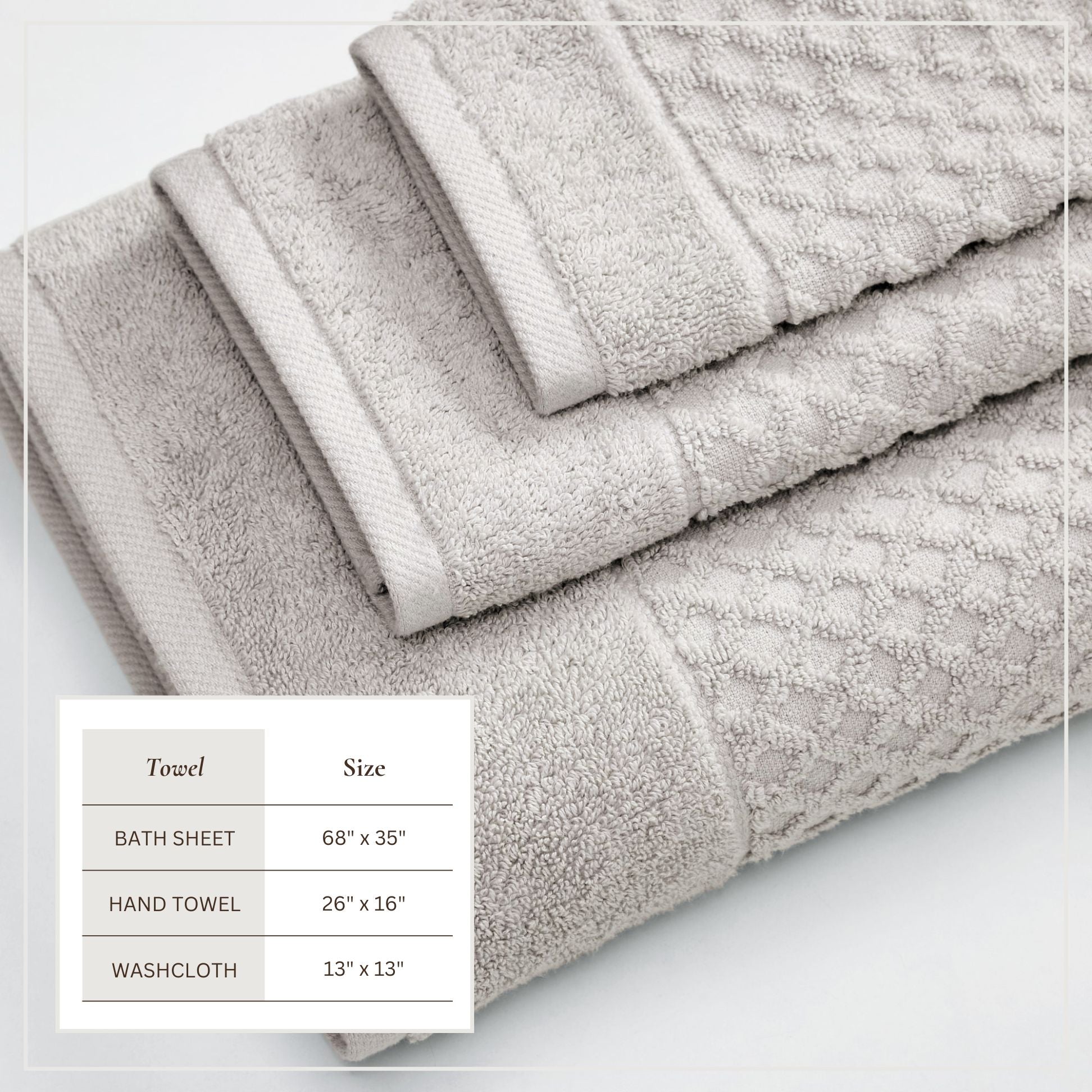 Cotton Diamond Waffle Weave Bath Towel Set