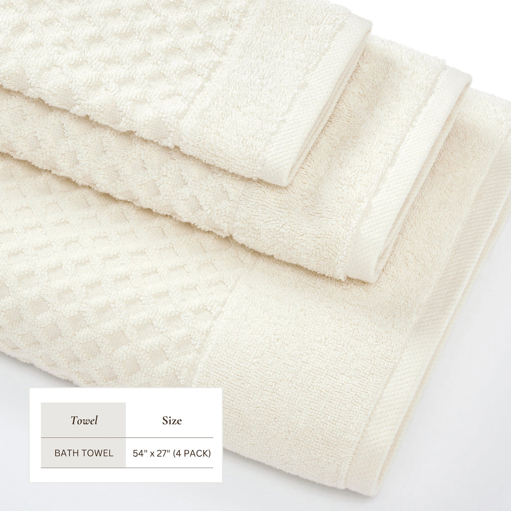Cotton Diamond Waffle Weave Bath Towel Set