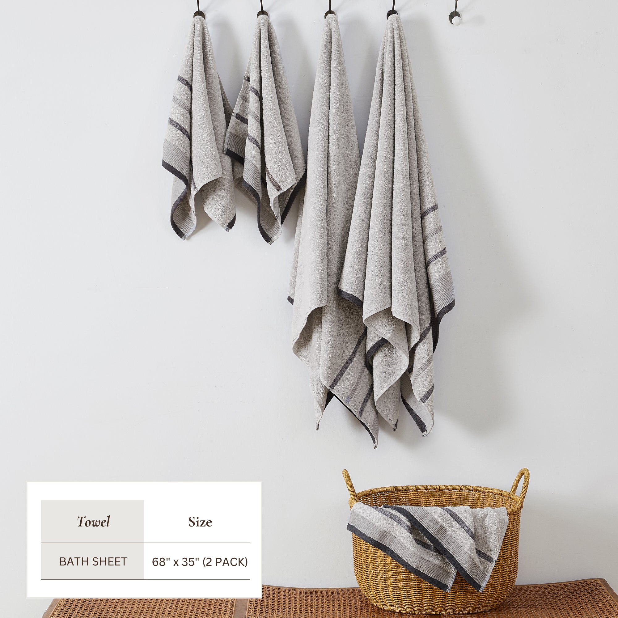 Decorative Cotton Stripe Bath Towel Set