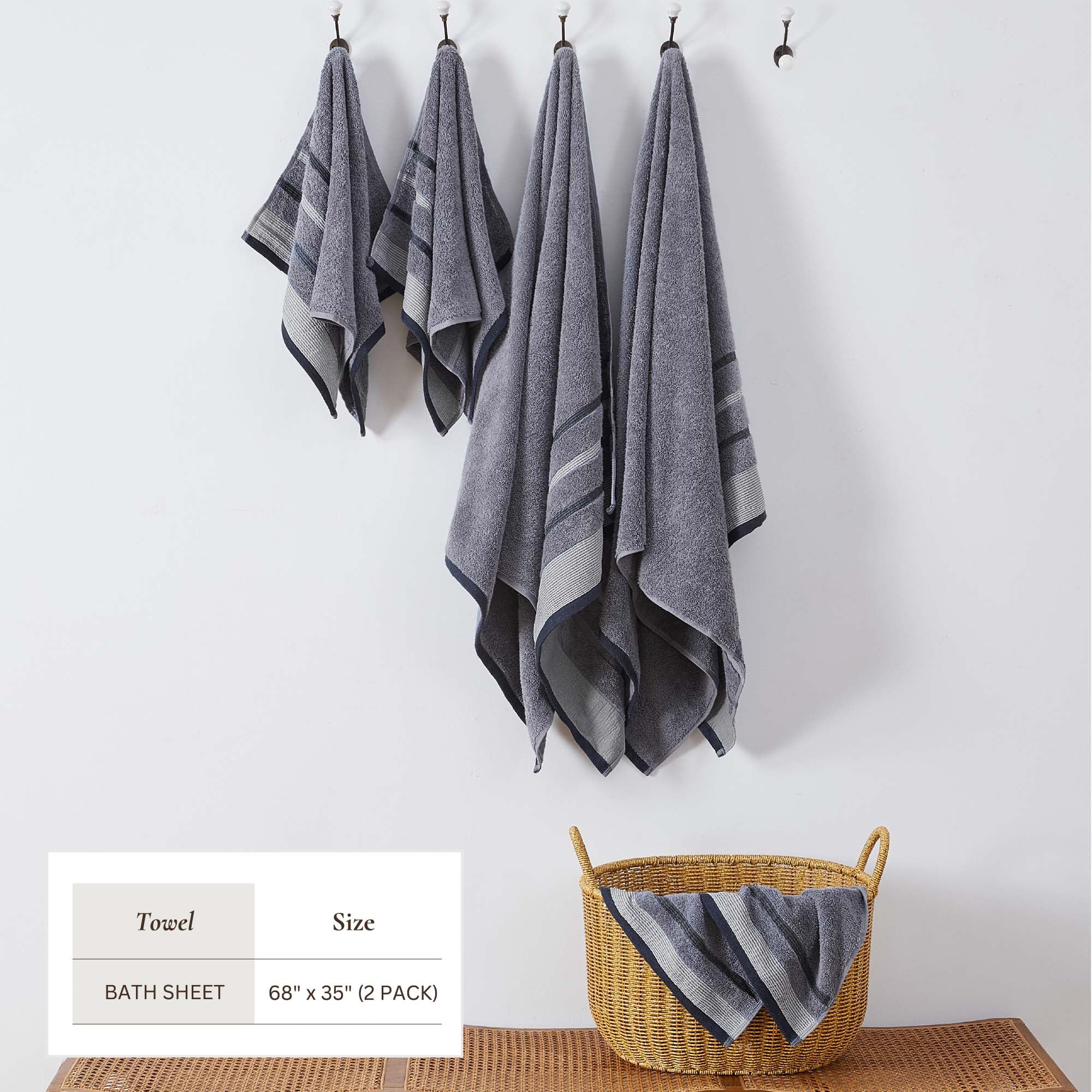 Decorative Cotton Stripe Bath Towel Set