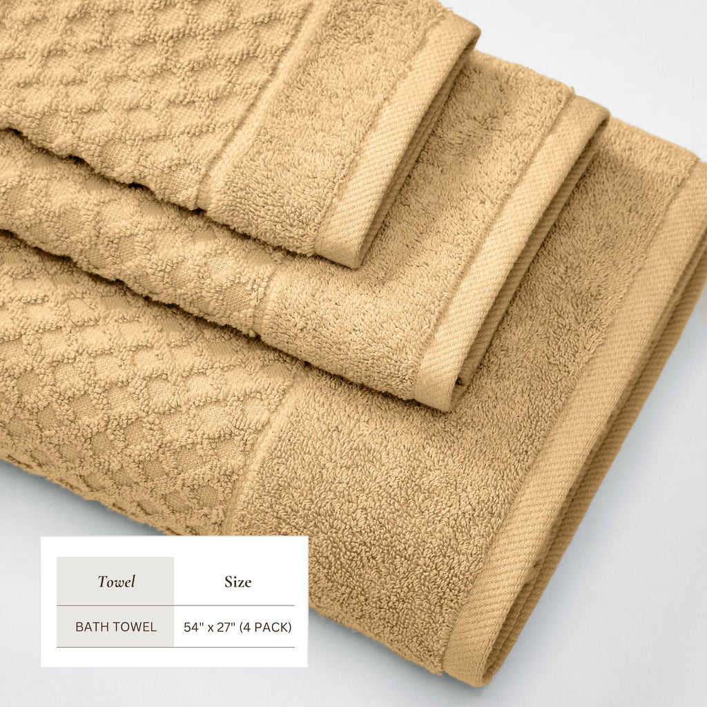 Cotton Diamond Waffle Weave Bath Towel Set