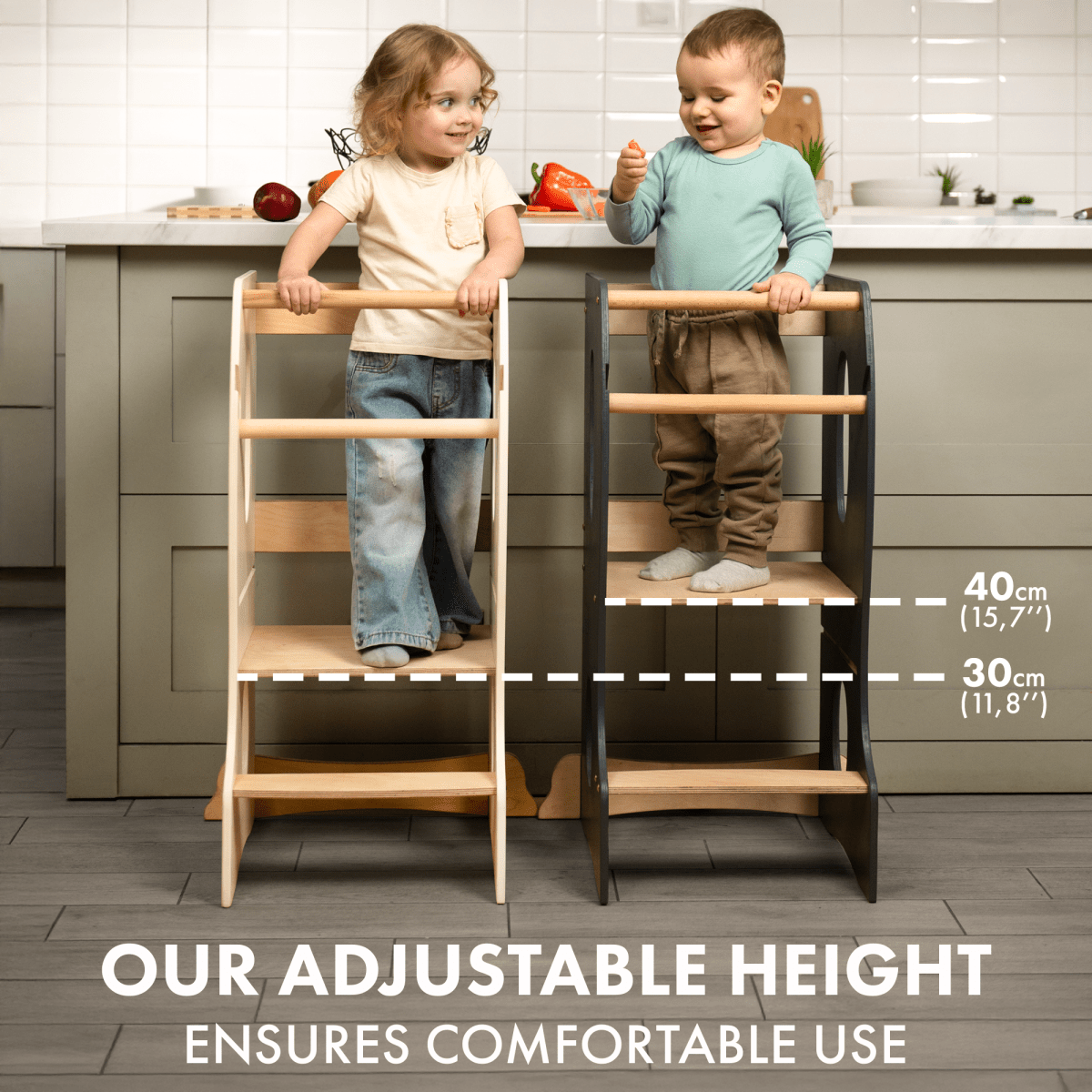 Stable Montessori Tower: Wooden Growing Chair