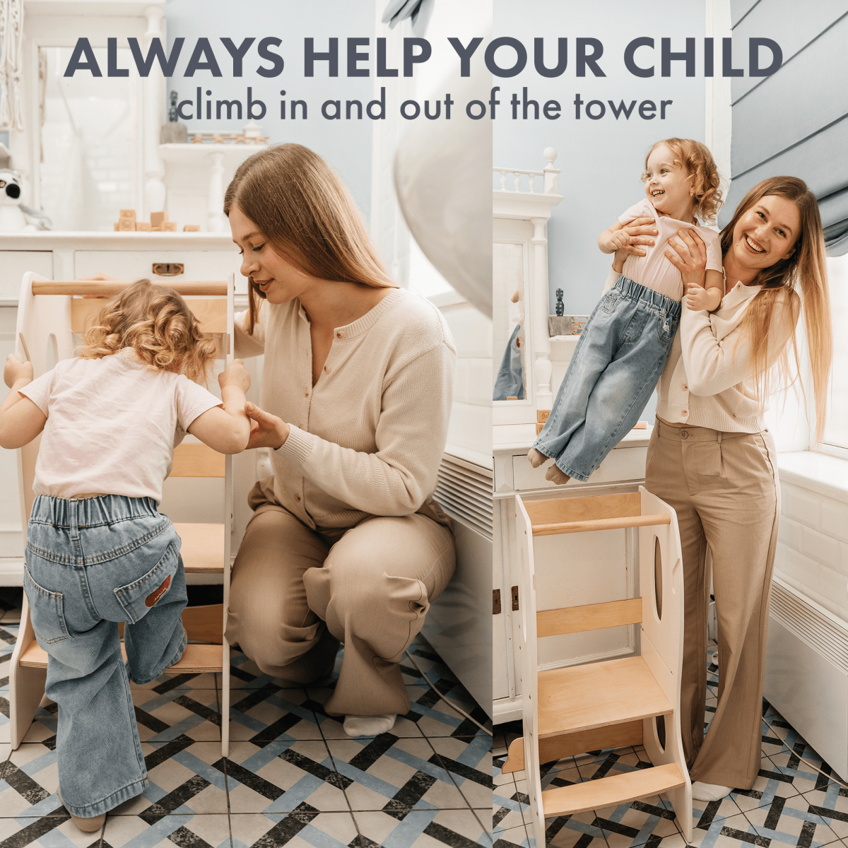 Stable Montessori Tower: Wooden Growing Chair