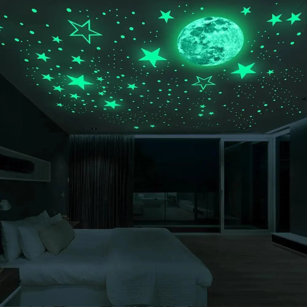 New Amazing Luminous Moon and Stars Wall Stickers for kid's room.