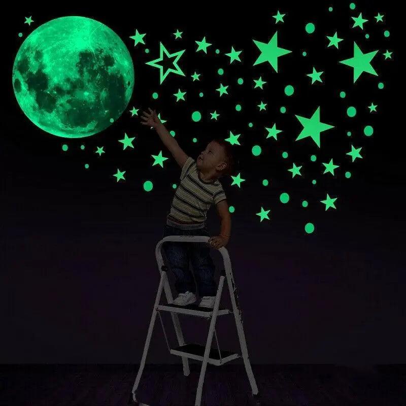 New Amazing Luminous Moon and Stars Wall Stickers for kid's room.