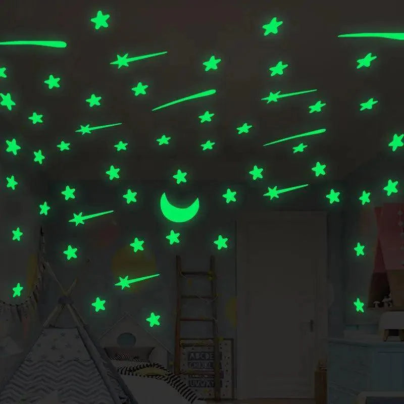 New Amazing Luminous Moon and Stars Wall Stickers for kid's room.