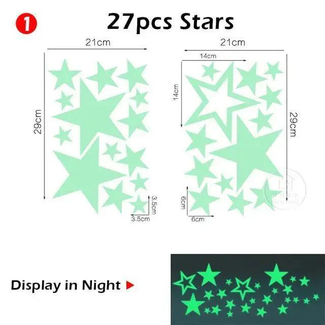 New Amazing Luminous Moon and Stars Wall Stickers for kid's room.