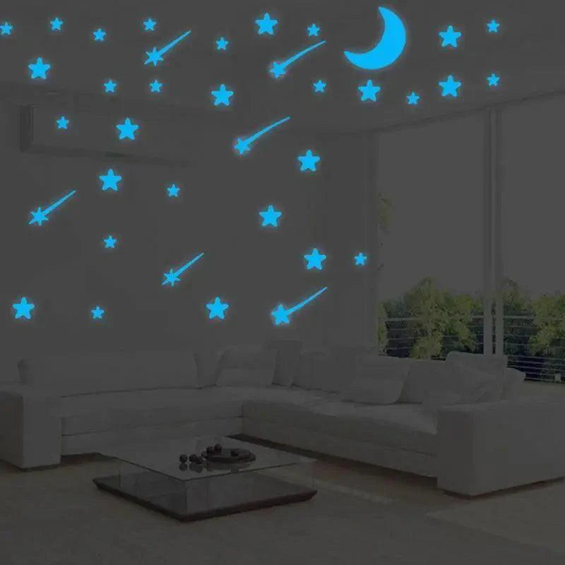 New Amazing Luminous Moon and Stars Wall Stickers for kid's room.