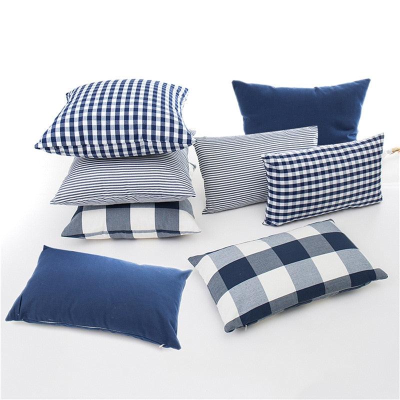 New Plaid Striped Polyester Cotton Cushion Cover Pillow Case