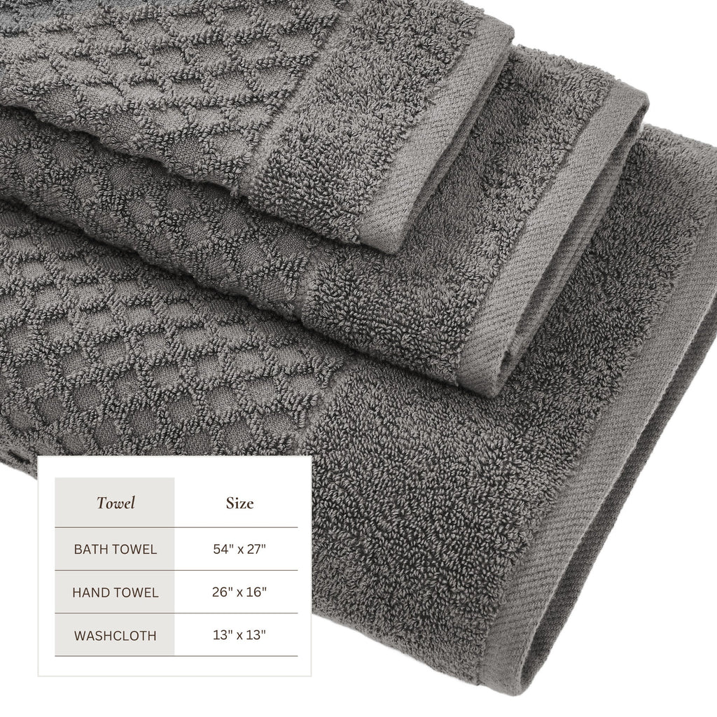 Cotton Diamond Waffle Weave Bath Towel Set