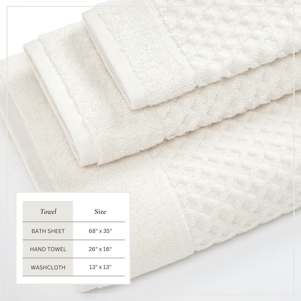Cotton Diamond Waffle Weave Bath Towel Set