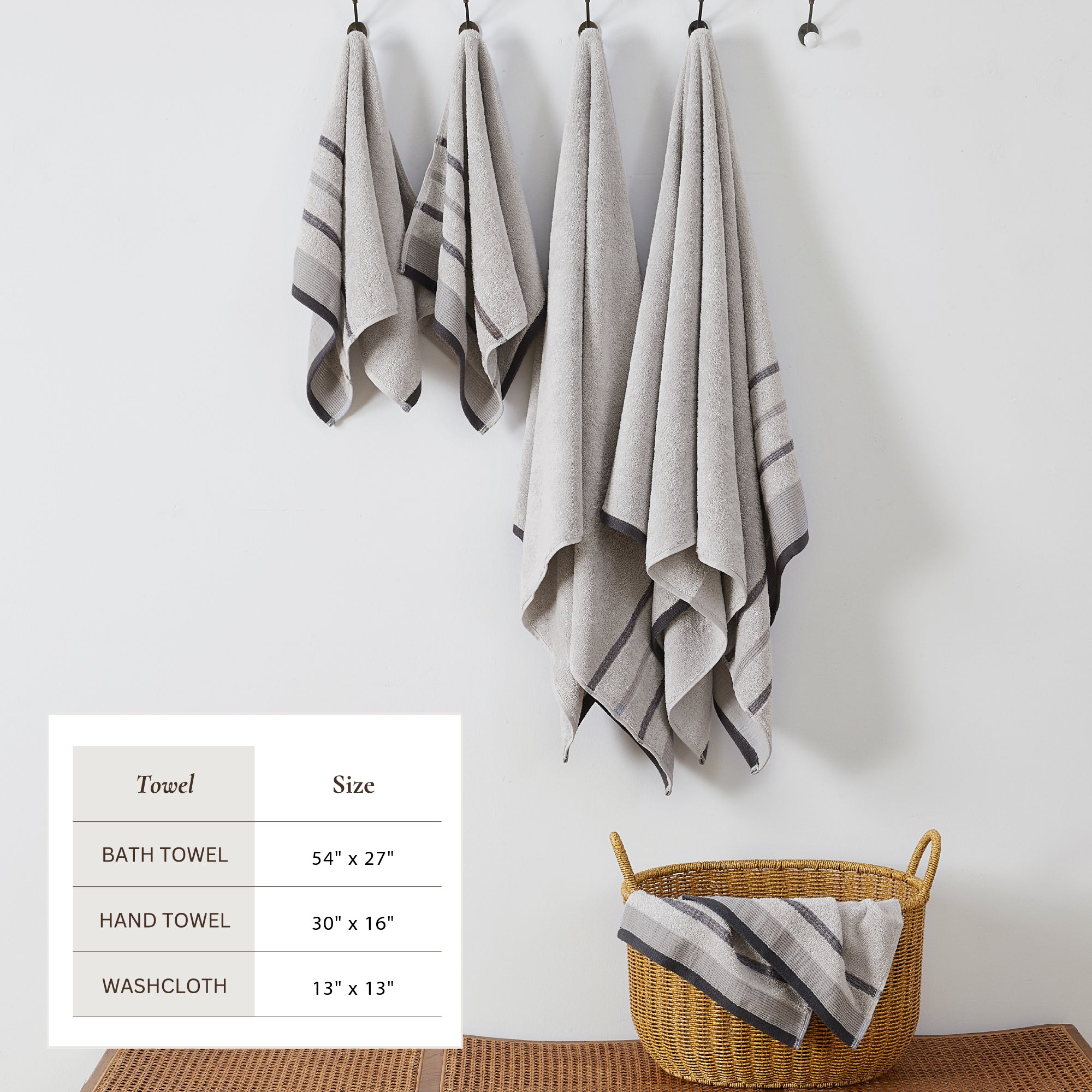 Decorative Cotton Stripe Bath Towel Set