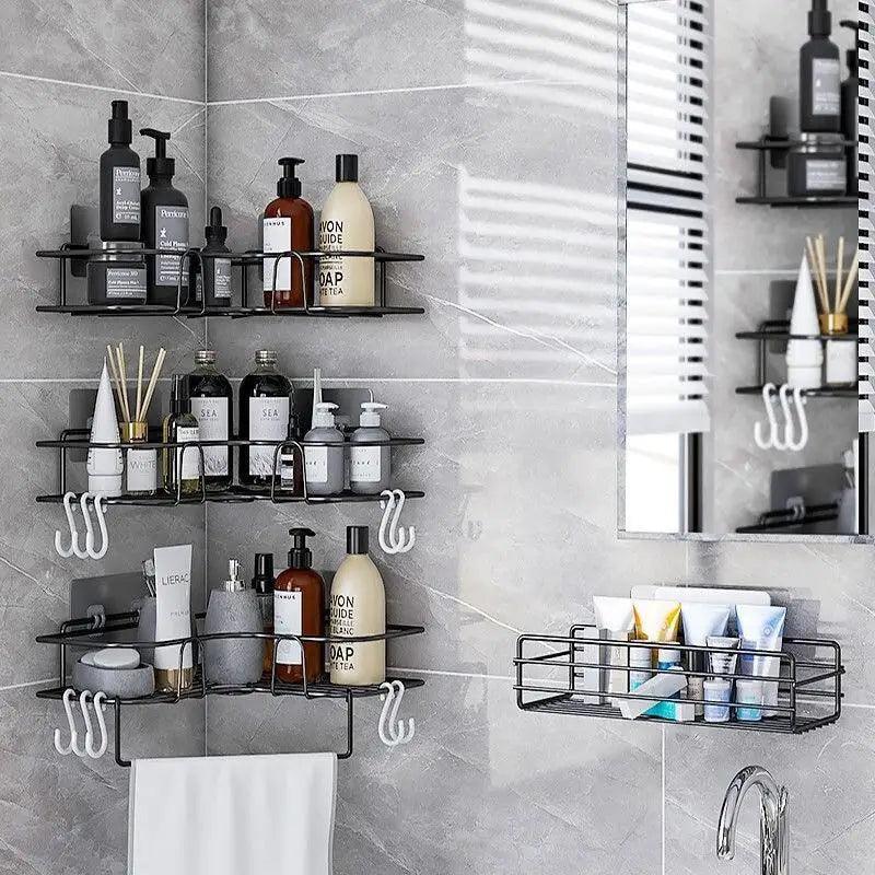 Premium Quality Bathroom Kitchen Punch Corner Frame Shower Shelf