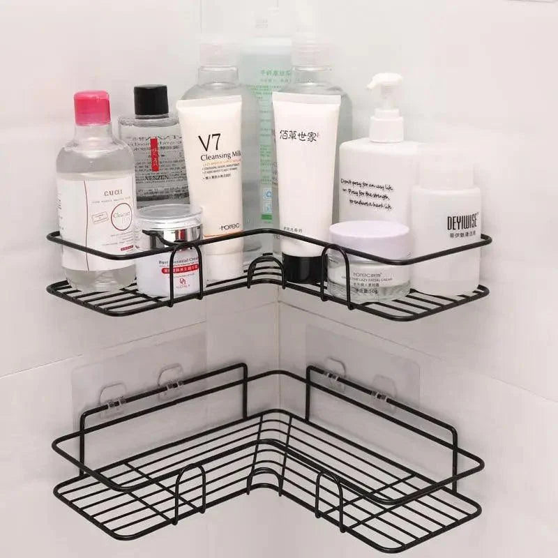 Premium Quality Bathroom Kitchen Punch Corner Frame Shower Shelf