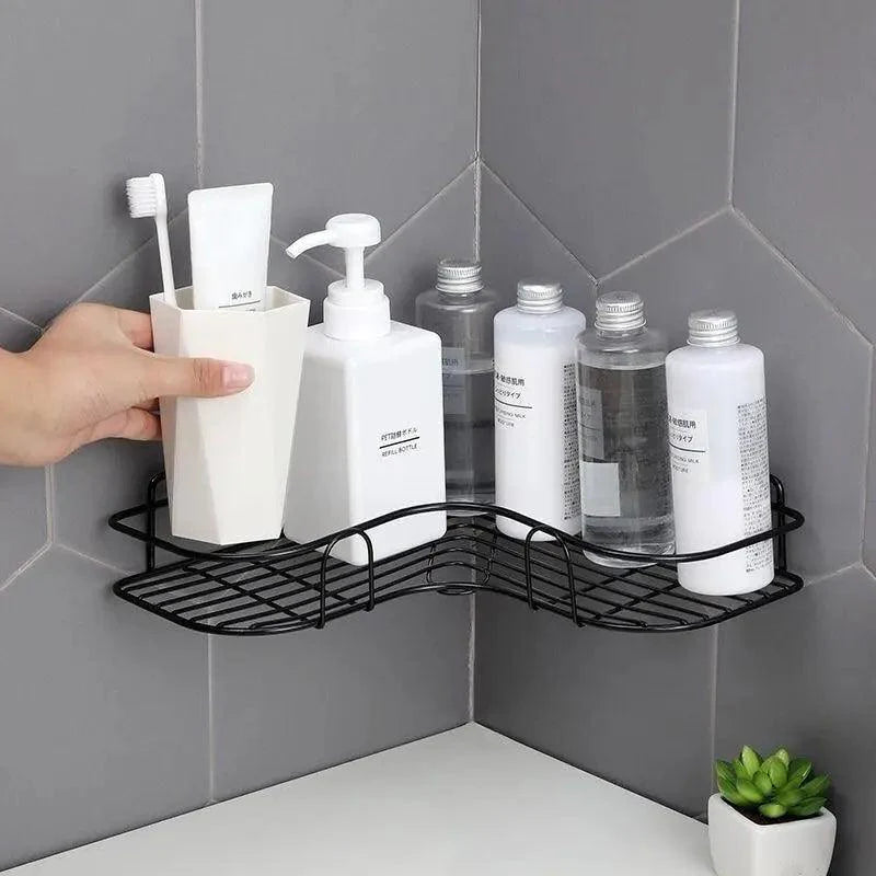 Premium Quality Bathroom Kitchen Punch Corner Frame Shower Shelf