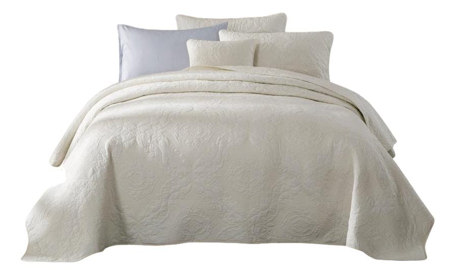 Tache Vanilla Cream Ivory Paisley  Cotton Quilt Set