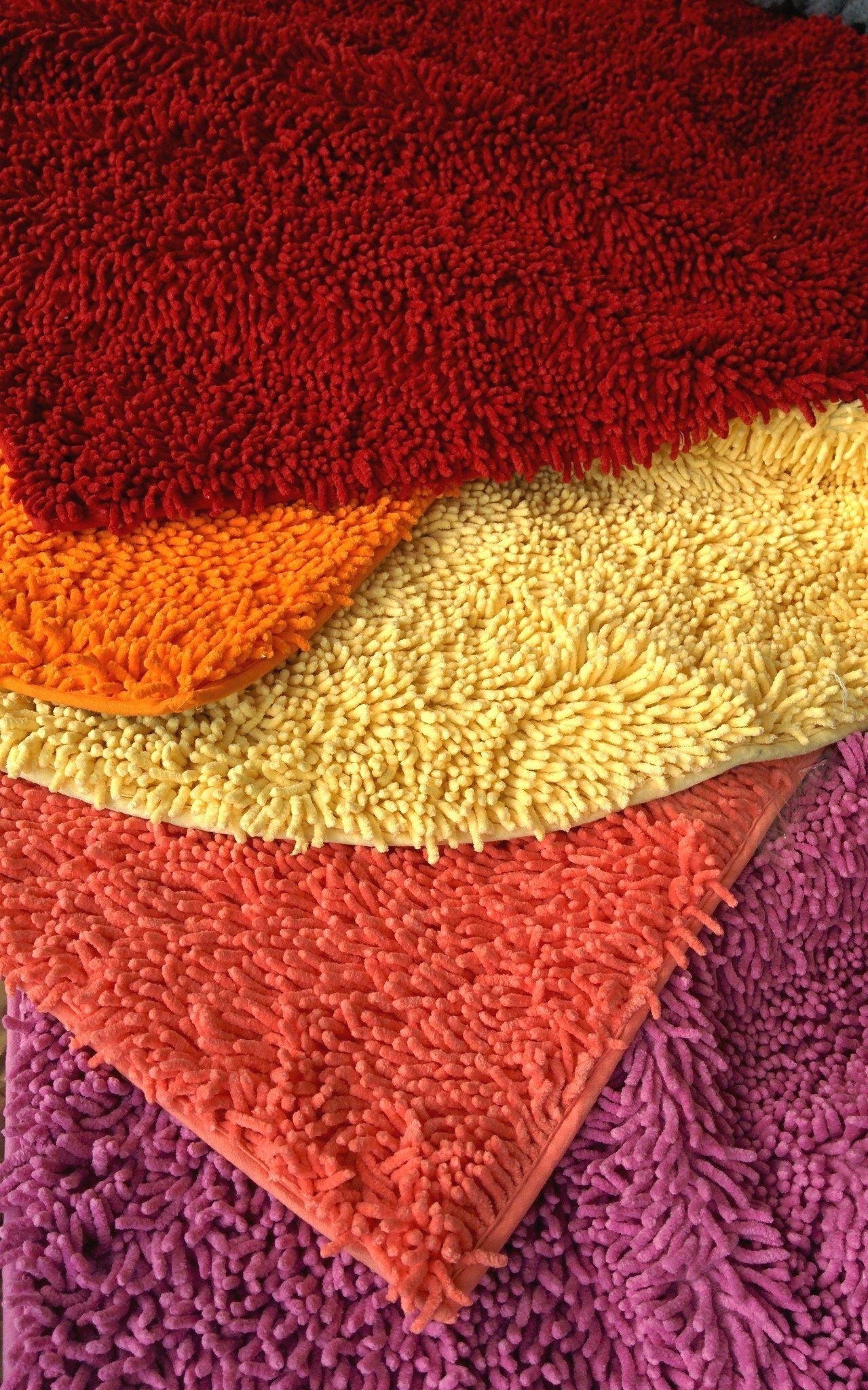 Tache Cotton Chenille Solid Dark Raspberry Red Rug