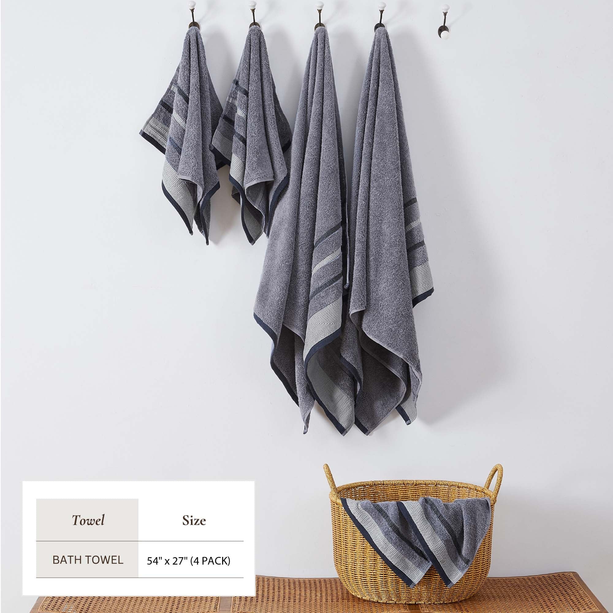 Decorative Cotton Stripe Bath Towel Set