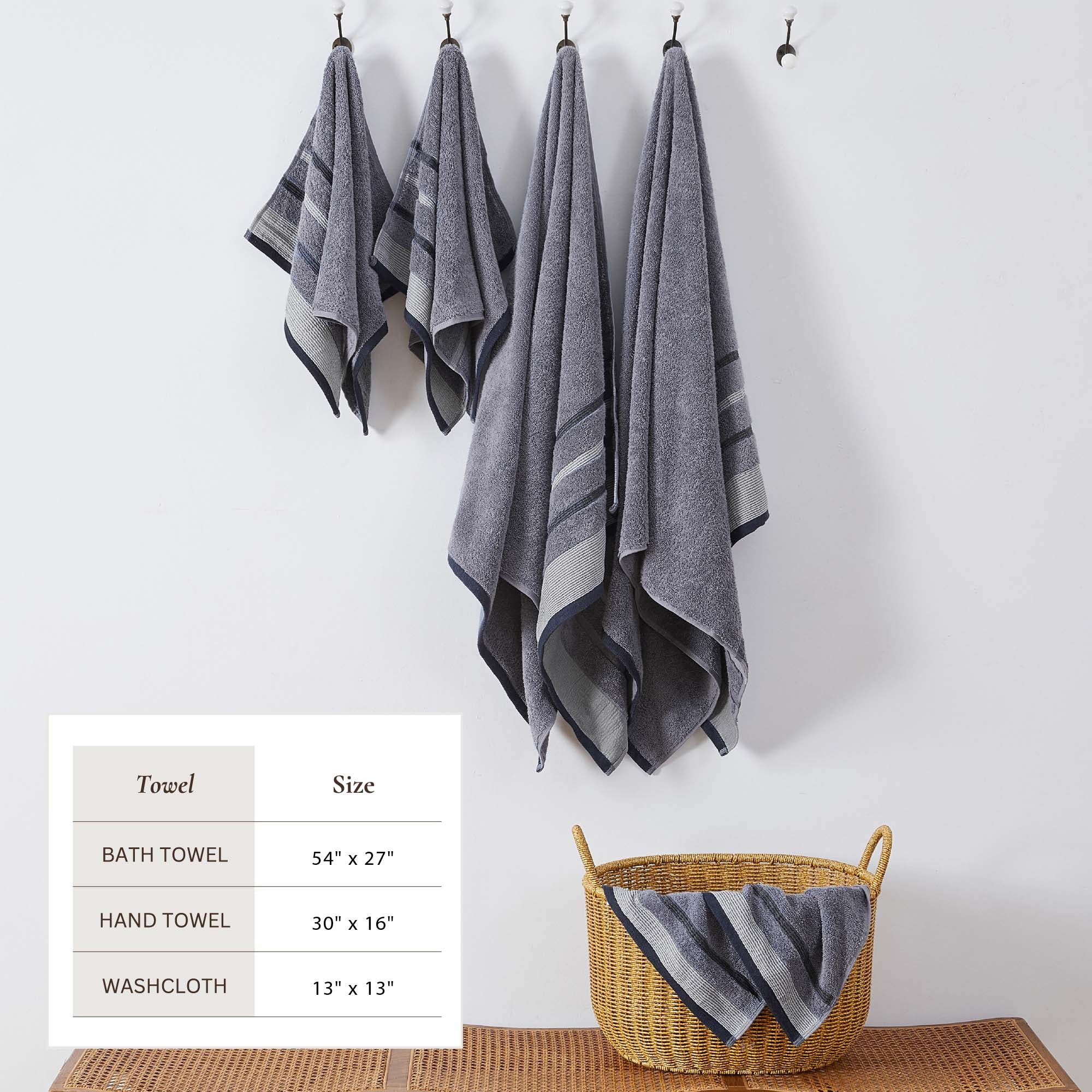 Decorative Cotton Stripe Bath Towel Set