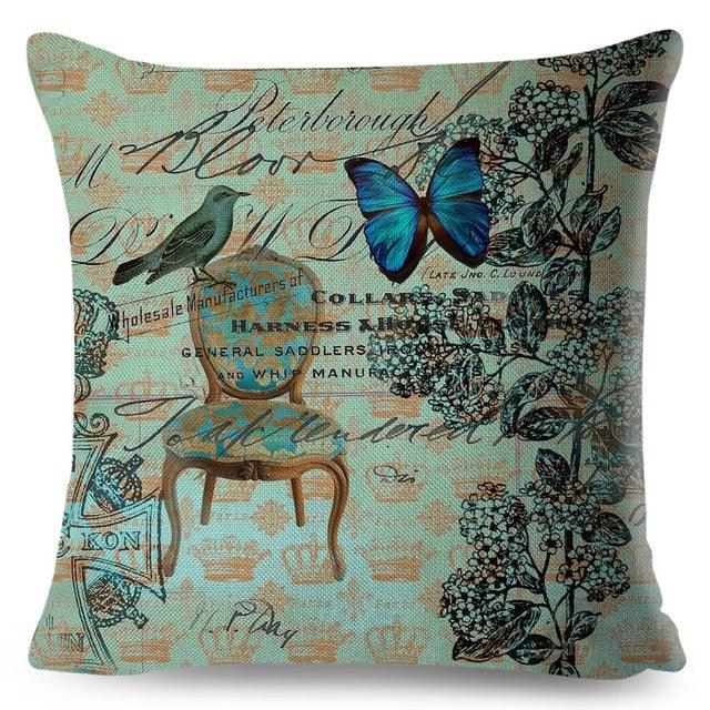 Vintage Europe Style ButteLight Blue Pattern Throw Pillow Covers