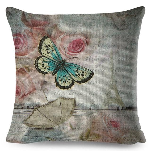 Vintage Europe Style ButteLight Blue Pattern Throw Pillow Covers