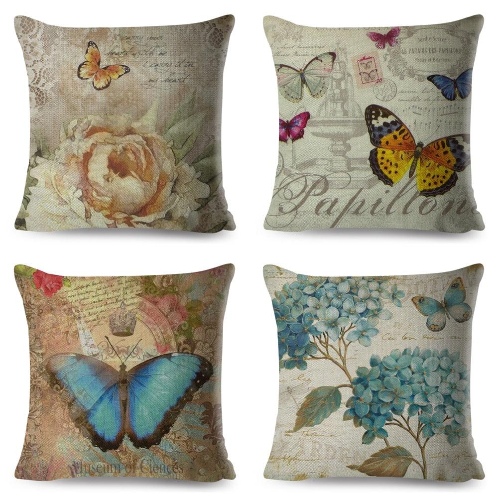 Vintage Europe Style ButteLight Blue Pattern Throw Pillow Covers