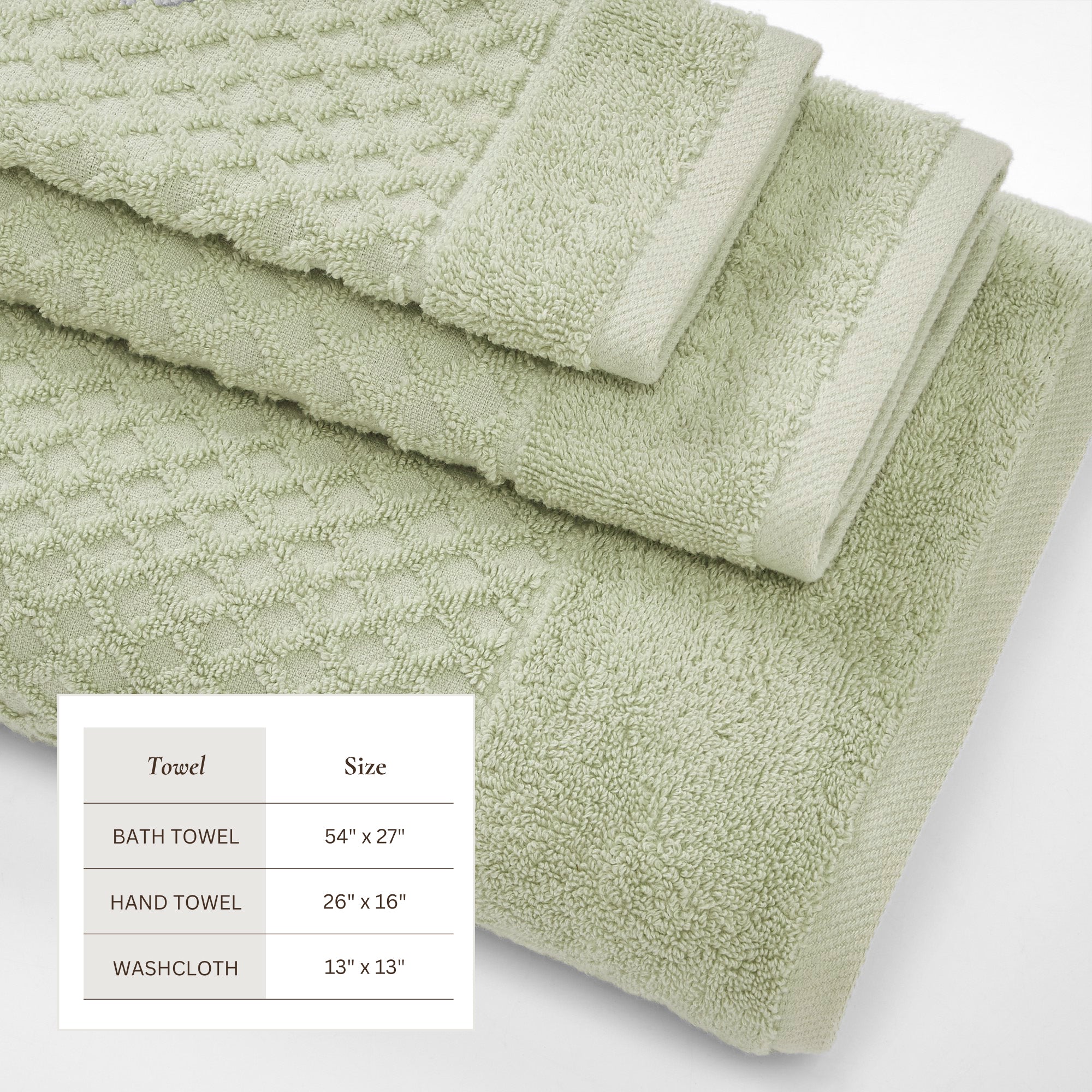 Cotton Diamond Waffle Weave Bath Towel Set