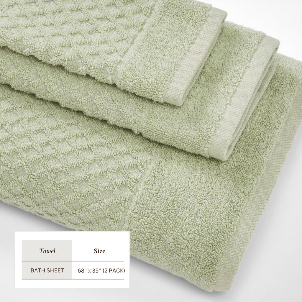 Cotton Diamond Waffle Weave Bath Towel Set