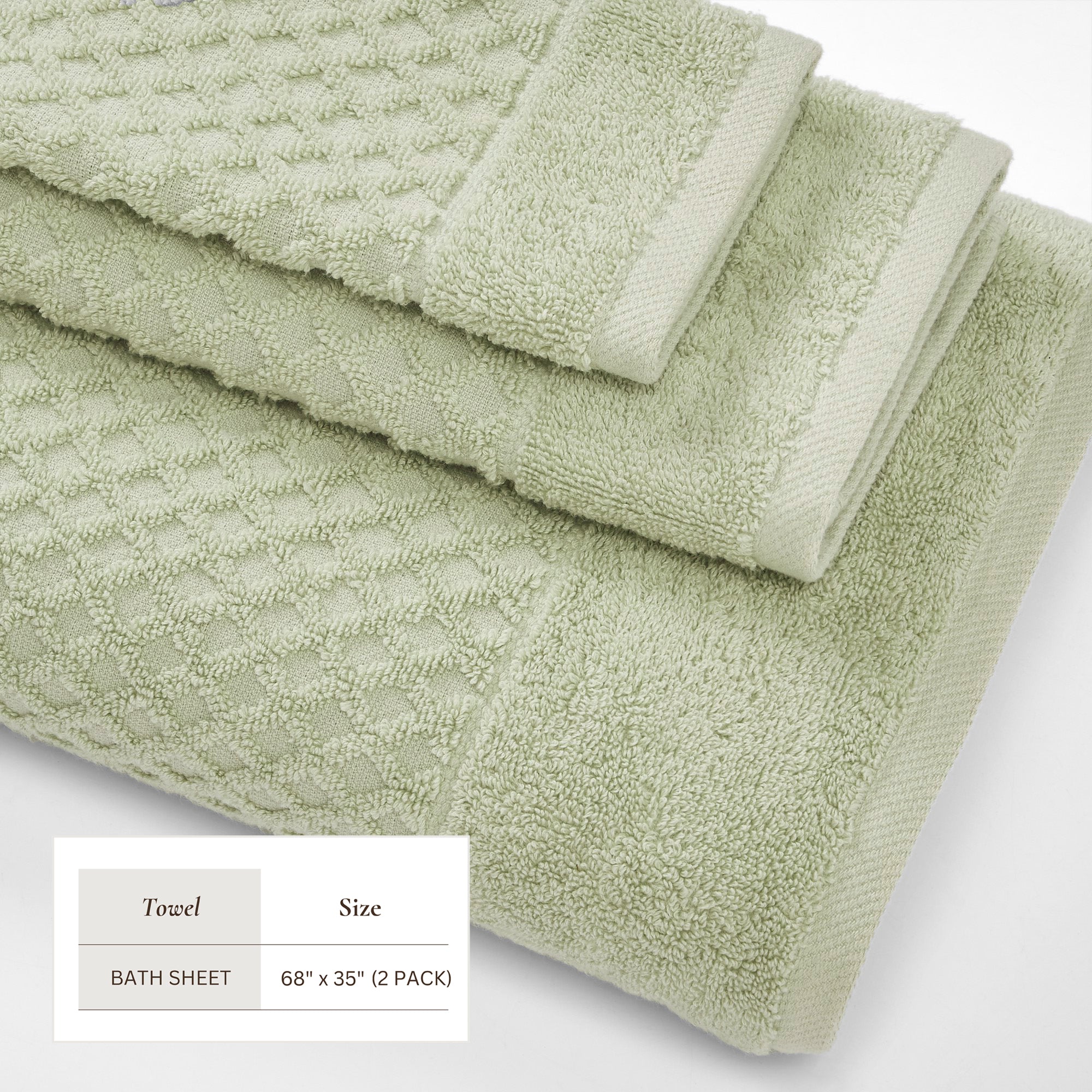Cotton Diamond Waffle Weave Bath Towel Set